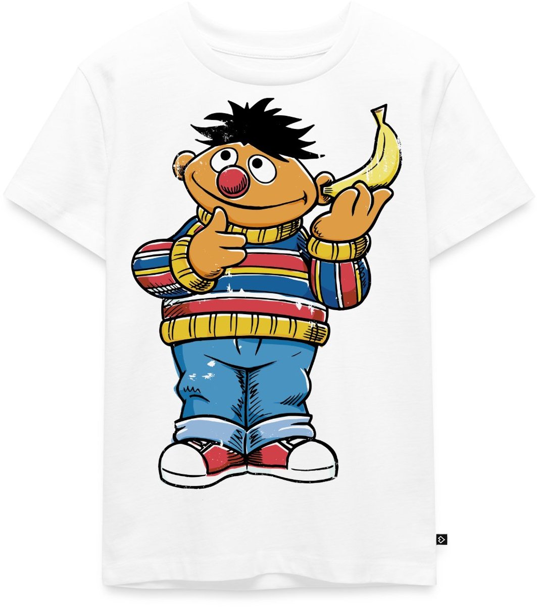 Sesamstraat Ernie Banana Telefoon Premium T Shirt Kinderen