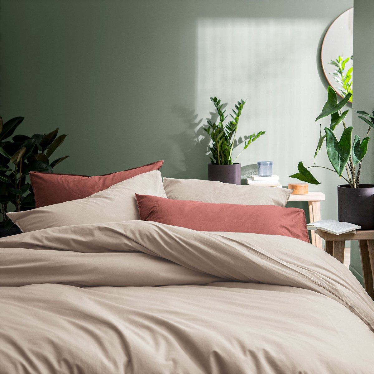 Matt & Rose Dekbedovertrek Naturel - 240 x 220 + 2x 65 x 65 cm - Gewassen katoen