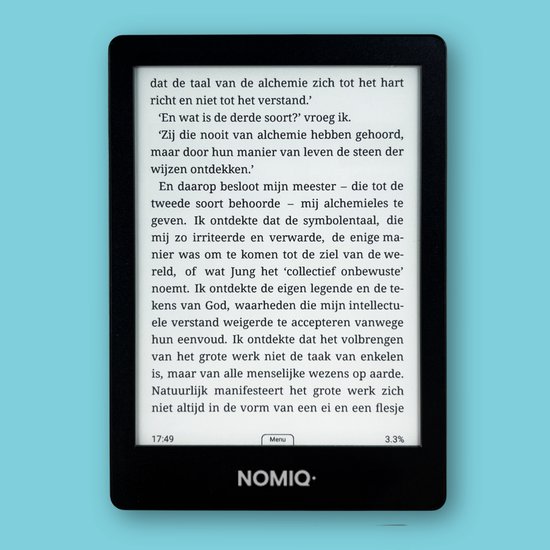 Nomiq Booq 6S E-reader - Inclusief fijn beschermhoesje - Net echt papier (300PPI), met verlichting - Lichter dan een zak chips (en gezonder) - Geen snelheidsduivel, dus perfect om even offline te ontsnappen