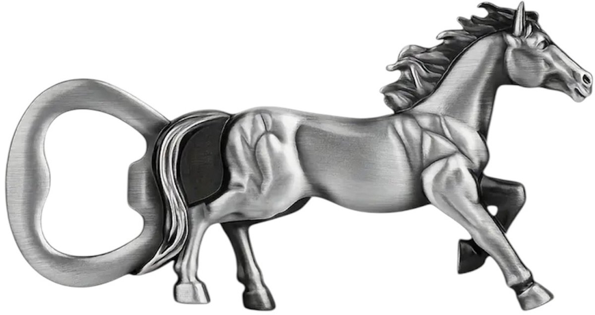 Flesopener Paard ( Donker Zilverkleurig ) 5.5 x 10.7 cm