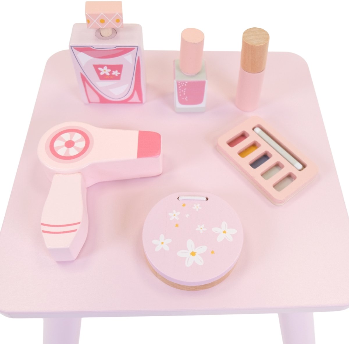Bandits & Angels Kinder Kaptafel Sofia Roze Met Spiegel en Lampjes voor Meisjes vanaf 3 jaar - Houten Make-Up Tafel - Kaptafel Inclusief Krukje - Voor Kinderen — afbeelding 5