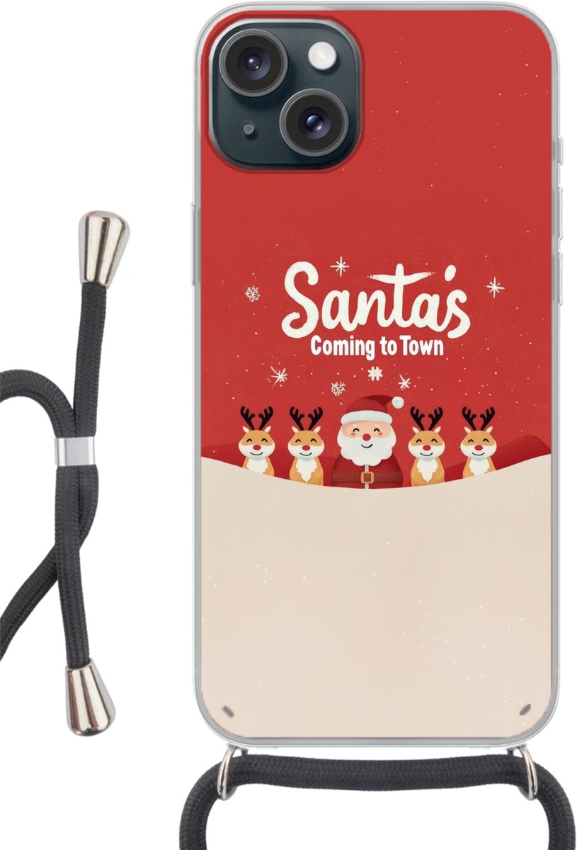 Illustratie - Kerstman - Rendieren - Rood