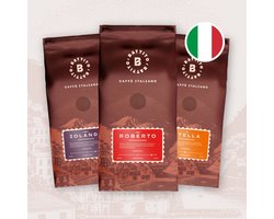 Battito 'Proefpakket' Italiaanse koffiebonen - Espresso, Cappuccino en Lungo - Intensiteit 5/10 + 7/10 + 8/10 - Ambachtelijke kwaliteit uit Napels, Italië - 1,5 kg