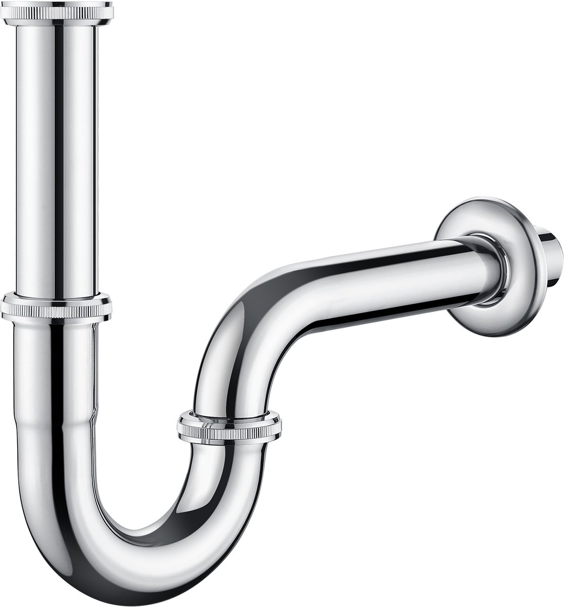 Auralum Max universele sifonbuis - voor wastafel & wastafel - 1/4" Ø32 mm - RVS verchroomde - Wastafel Fontein Sifon - incl. rubber manchet + montagehandleiding - Zilver