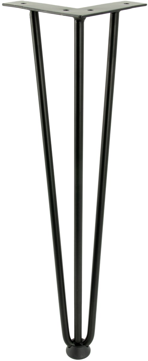 B&B Hairpin Series – Meubelpoot Set – 41 cm Hoog – 3-Poot Ontwerp – Staal & Poedercoating – Zwart
