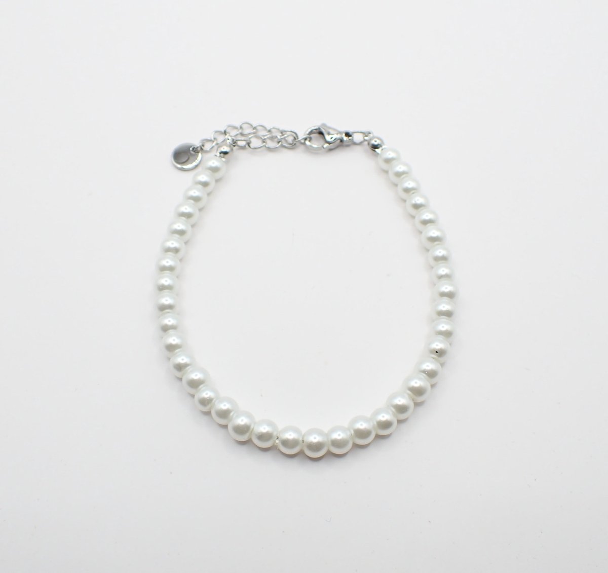 Colure® armband glasparels 4mm white zilver