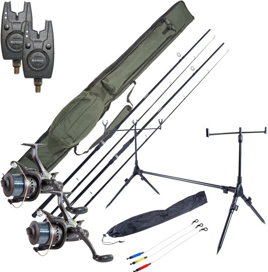 NGT Session Carp Set avec cannes, moulinets, détecteurs de touche, rod pod et fourre-tout ! | Set carpe