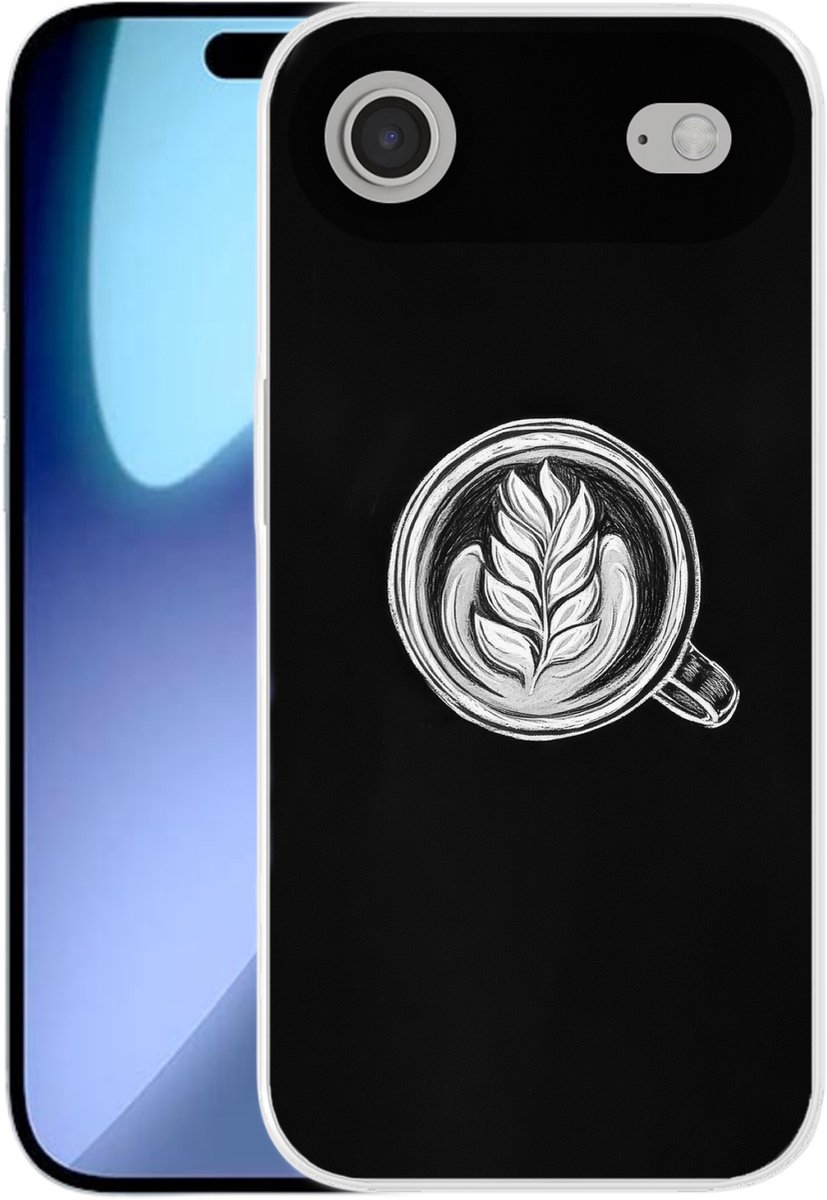 Telefoonhoesje Geschikt voor iPhone Air hoesje - Krijttekening - Koffie - Latte art - Siliconen Telefoonhoesje Telefoonhoesje