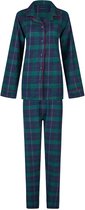 Happy Shorts Dames Kerst Pyjama Set Shirt + Broek Blauw/Groen Geruit Flanel - Maat L