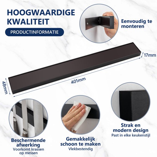 Déglon Magneetstrip 38 cm - Veilig en Ruimtebesparend - Zwart Design