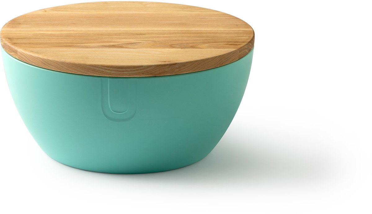 UBITE bio-based saladeschaal/serveerschaal XL inclusief deksel/snijplank - Aquamarine Groen - duurzaam - 27 cm