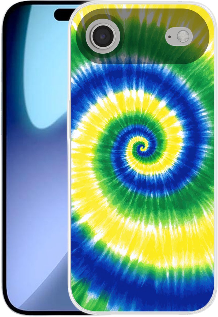 Telefoonhoesje Geschikt voor iPhone Air hoesje - Spiraal - Groen - Draaiend - Siliconen Telefoonhoesje Telefoonhoesje