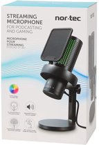 Nor-Tec Streaming Microfoon | USB Microfoon Gaming | Microfoon Podcasting | Professionele Condensator Microfoon | LED Verlichting 6 Modi | Cardioïde Richting | Microfoon voor PC Laptop PS5 | Volume Knop | 180° Verstelbare Standaard