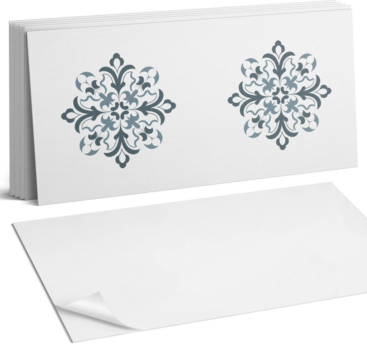 Coloray Plaktegels - Bloemmotief in symmetrie Wandtegel Zelfklevend - 60 cm x 30 cm - Grijs Plaktegels - 6 stuks - Rechthoek PVC Tegels - Plaktegels Keuken - Zelfklevende Vloertegels Badkamer - Vinyl Tegels Zelfklevend - Zelfklevende Wandtegels