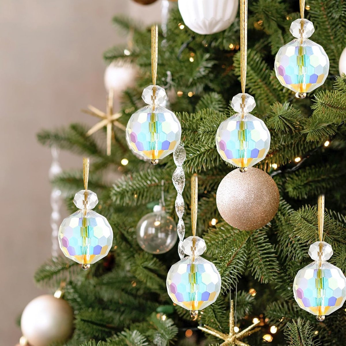 Kerstboomdecoraties kristallen bal ornamenten van glas, 22mm, regenboog prisma.