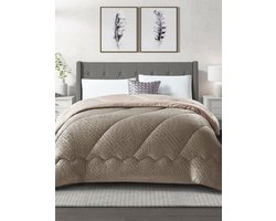 2-in-1 Hoesloos Dekbed – Blankoro - 160x220 cm – Crème/Taupe – Warm & Zacht - Maak van jouw slaapkamer een luxe hotelkamer!