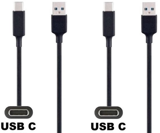 2 stuks OneOne 2,5m USB C kabel. Handige extra korte laadkabel. Oplaadkabel snoer past op Universeel LG, Lenovo, HTC, Samsung Galaxy, Kobo (Rakuten), Sena, Kobo (Rakuten), Denver, Fysic
