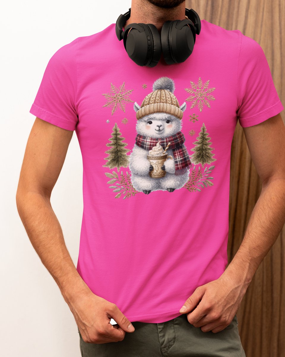 Cozy Llama Kerst - Kerst T-shirt Roze - Grappig T-shirt - Maat M - Kerst Cadeau Mannen - Limited Edition