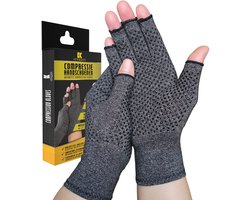 KANGKA® Reuma Therapeutische Handschoenen Maat M - Compressie Handschoenen voor Artrose, Reuma, Artritis, RSI, CTS - Reuma Handschoenen voor Dames en Heren - Grijs