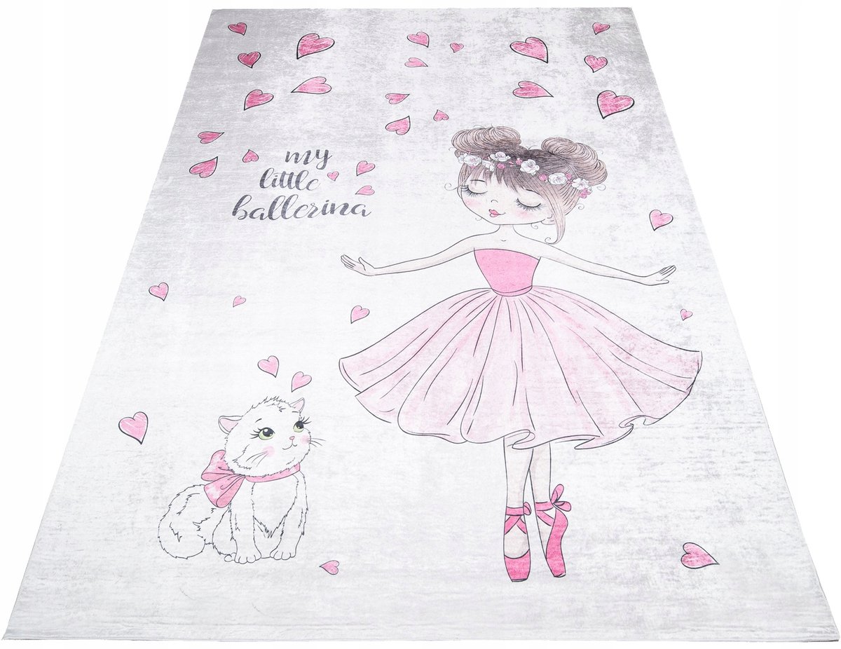 Kleed Ballerina Hartjes Kleurrijke Kinderkamer 80x150 cm