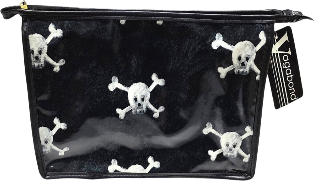 Vagabond - Toilettas - Large Holdall - "Jolly Roger" - Afwasbaar - Gelamineerd Katoen - afmeting 26 x 8 x 20 cm.