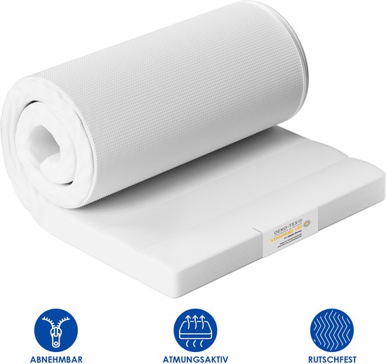Saikefy - Topdekmatras - Topper Matras 140x200 cm, 7cm dik, H3-comfortschuim, afneembare en wasbare hoes, antislipbodem met hoeklussen, comfortabele matrasbeschermer geschikt voor boxsprings en slaapbanken