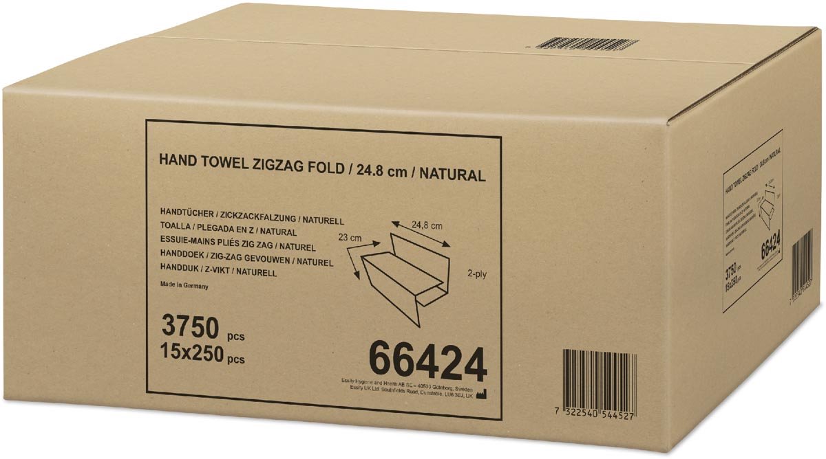 Handdoek ZZ-vouw Natural | 250 vel | pak van 15 stuks