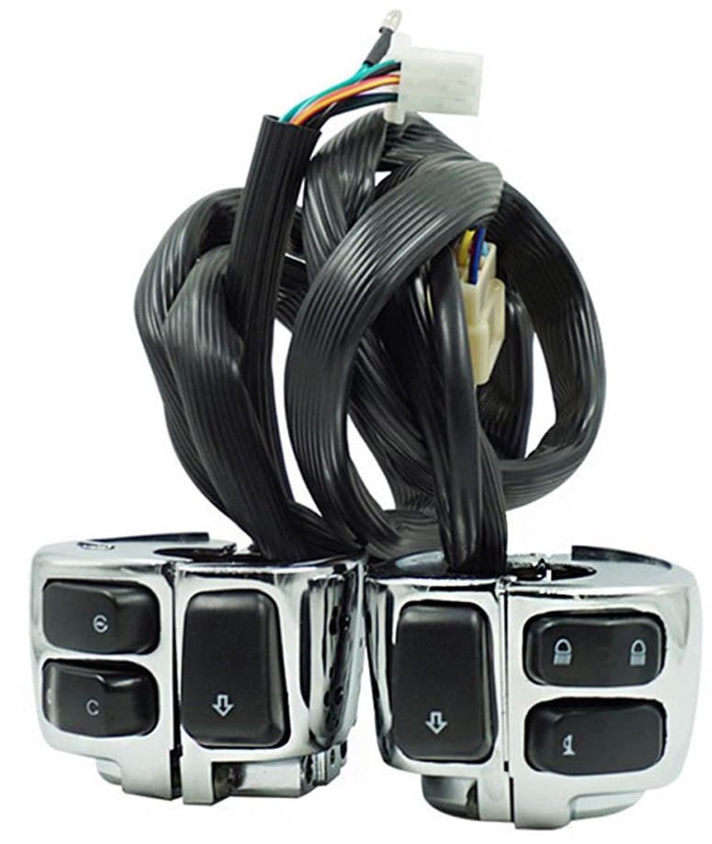 CSGoods - Stuuraccessoires met hoorn en richtingaanwijzers voor Softail Dyna Sportster V-rod - Chroom - Elektrische schakelaar - 1996-2012