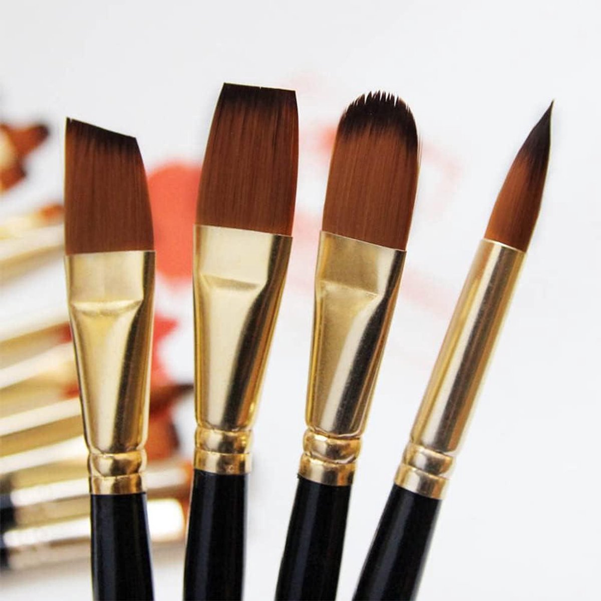 CSGoods - Set van 13 professionele nylon penselen voor acryl, aquarel en olieverfschilderij - Inclusief gratis kleurenpalet