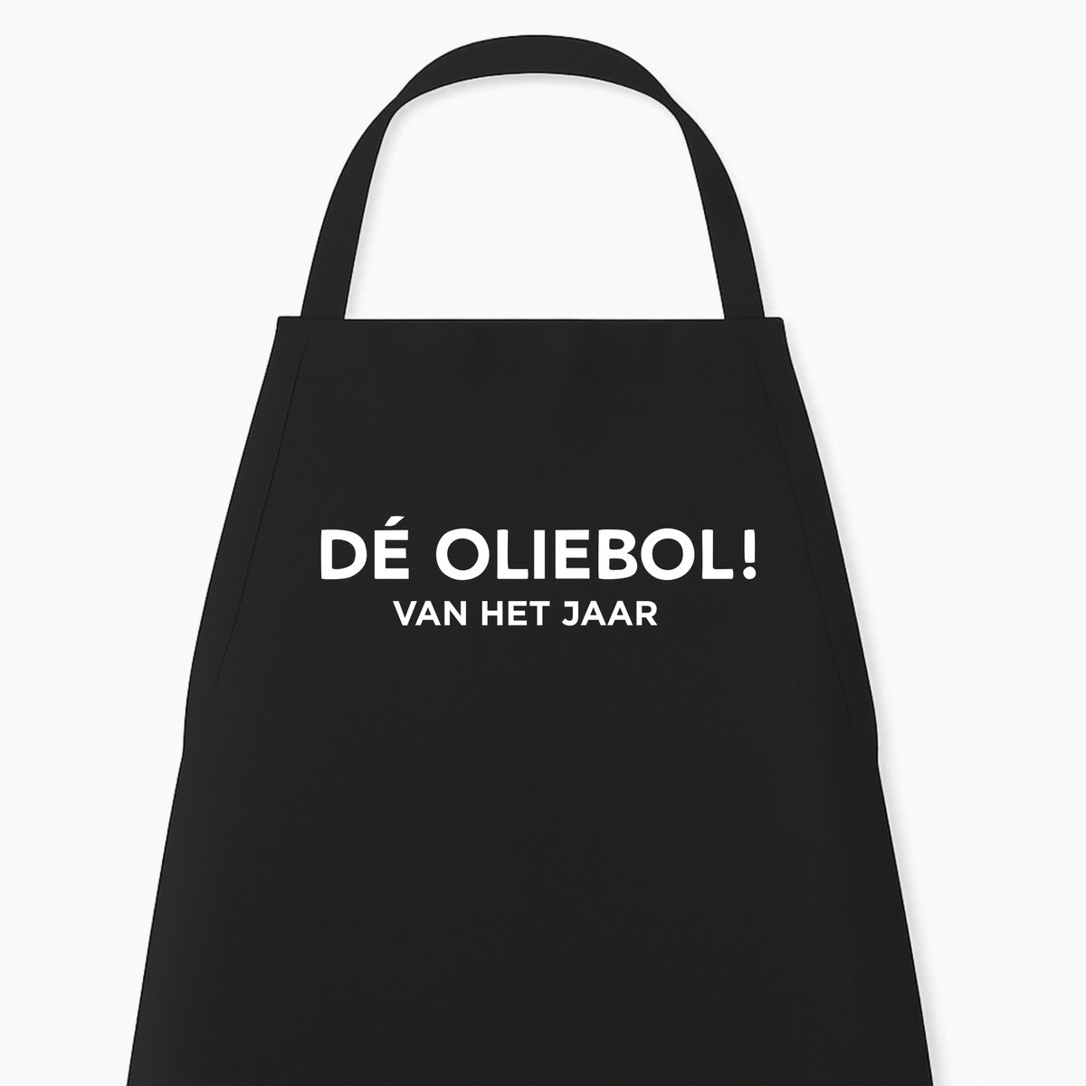 Kerst keukenschort - keukenschort oud & nieuw “De Oliebol van het Jaar” - Grappige kookschort - One Size - Verstelbaar - Zwart - Origineel feestdagen cadeau