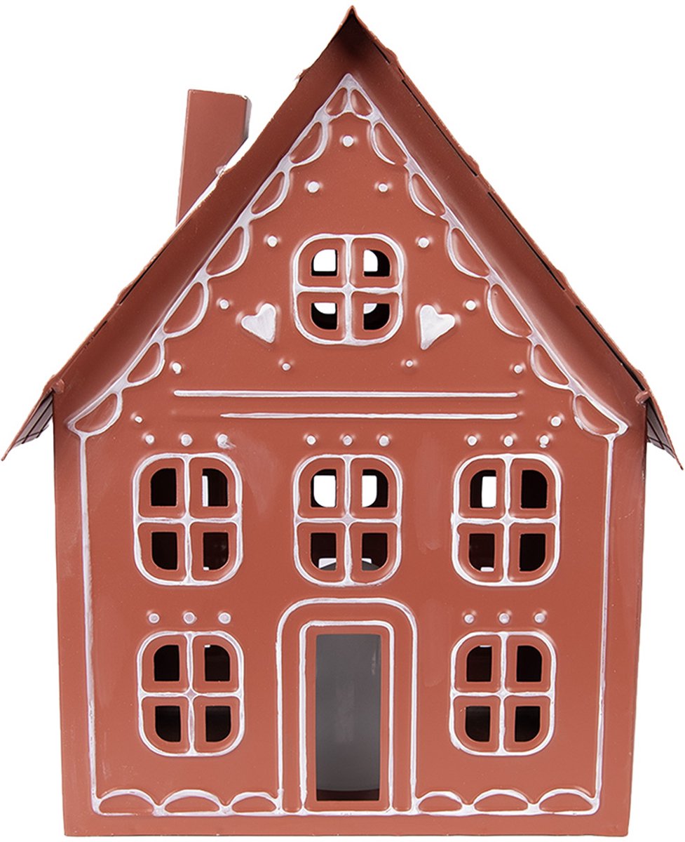 Decoratie Huis met LED 27x19x32 cm/ 3x AAA Bruin Metaal