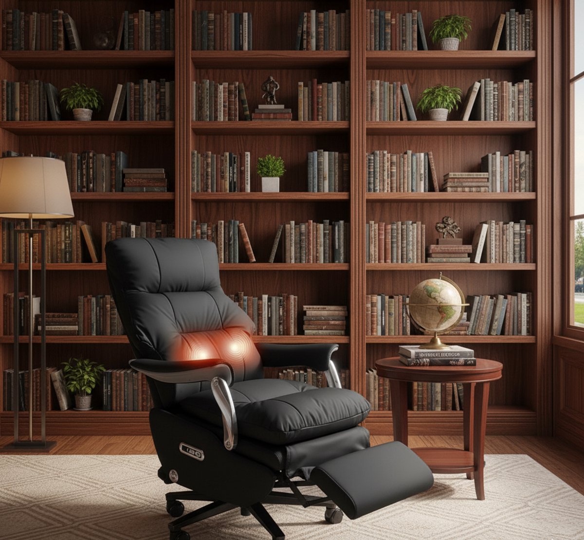 Ergonomische Elektrische Bureaustoel met Ligfunctie, - Zwart - Ligfunctie, Massage, Voetensteun & Duurzaam - Medahomestore
