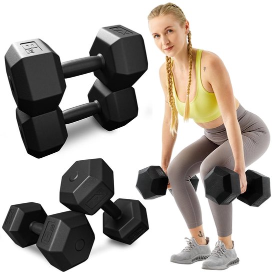 Trex Sport TX-008CD – Dumbells – Composiet Coating – Halters voor Fitness – Voor Thuisgym & Kracht – 2 x 8 kg – Totaal 16 kg