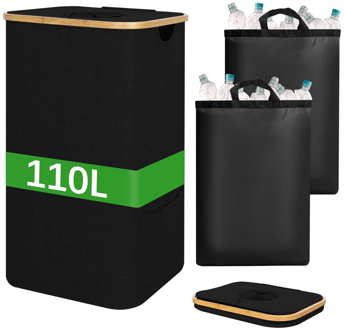 Unyqoos® Opvouwbare vuilniscontainer en wasmand met waterdichte binnenzakken
