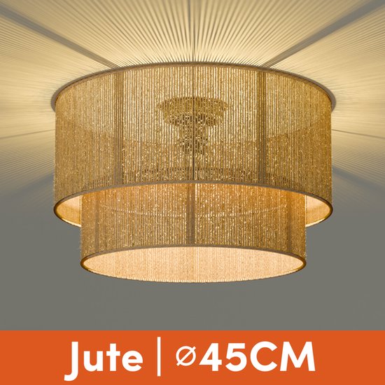 Nolt Plafondlamp - Plafonniere - E27 Lamp - Landelijk - ⌀ 45cm - Jute - Bruin