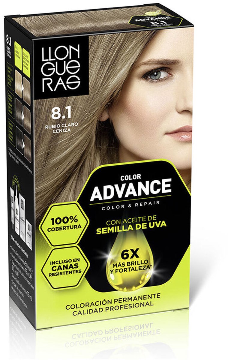 Permanente kleur Llongueras COLOR ADVANCE Nº 8,1-Rubio Claro Ceniza