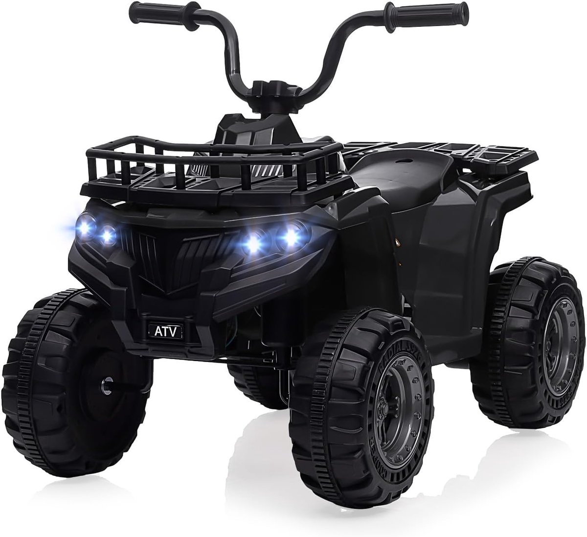 Brisakys - Elektrische Kinderquad 12V - 2 tot 5 jaar - ATV- met LED Verlichting & Muziek - Zwart