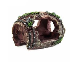 Aquariumdecoratie - 9,5x7x5 CM - Aquarium Decoratie Vat - Luxe Aquarium Rock Cave Decoratie - Simulatie Mos Decoratie - Hars Simulatie Ornament - Vissenkom - Kerst - Kerstcadeau