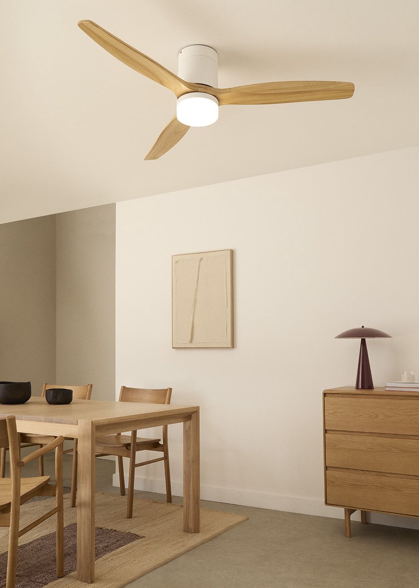 CREATE WINDCALM DC STYLANCE WIT- Plafondventilator - Plafondventilator met Afstandsbediening - 6 Snelheden - Timer - Zomer/Winter functie - met Verlichting 132 cm