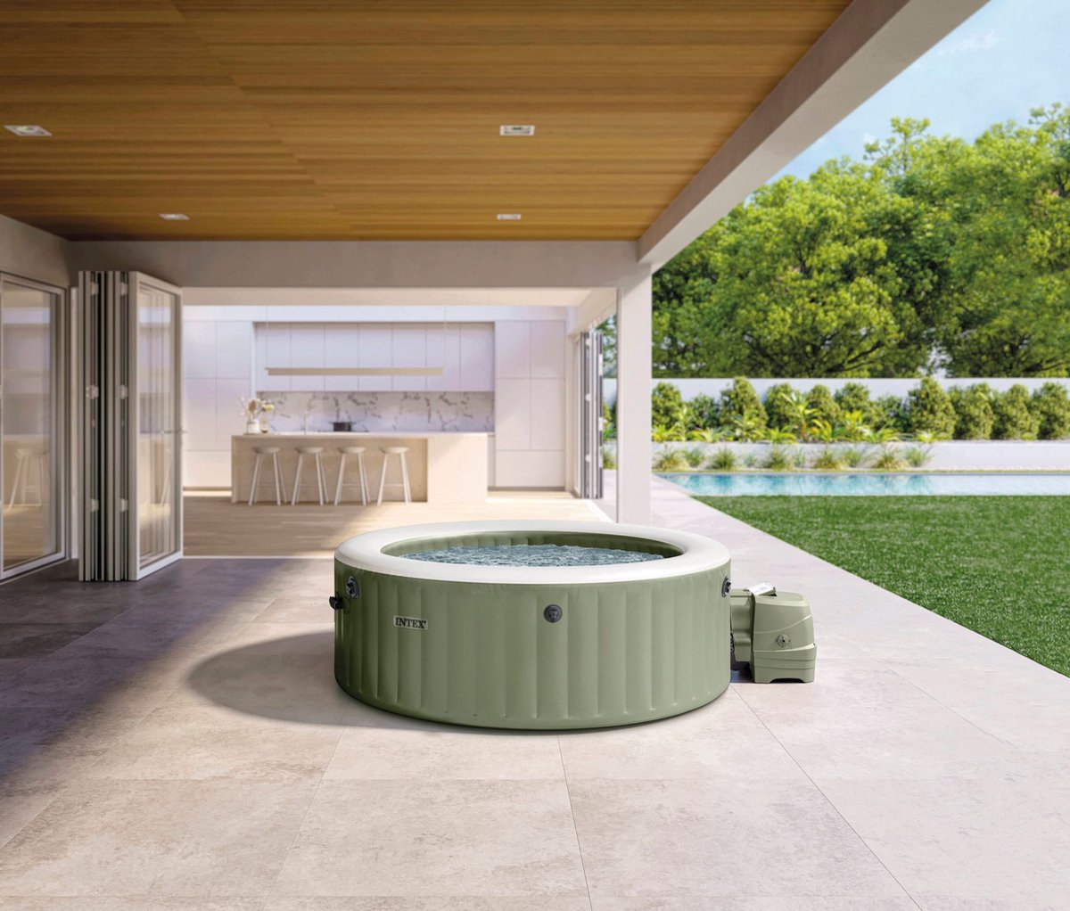 Intex 6-persoons Round Bubble Spa Set Olive Green - afbeelding 2