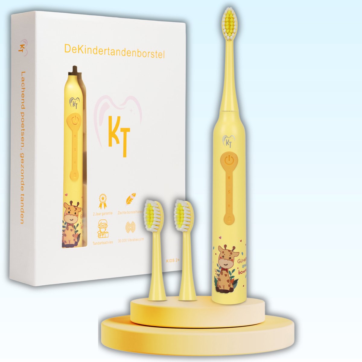 DeKindertandenborstel Elektrische tandenborstel Giraffe editie Laat uw Kind sonisch poetsen ervaren 2+
