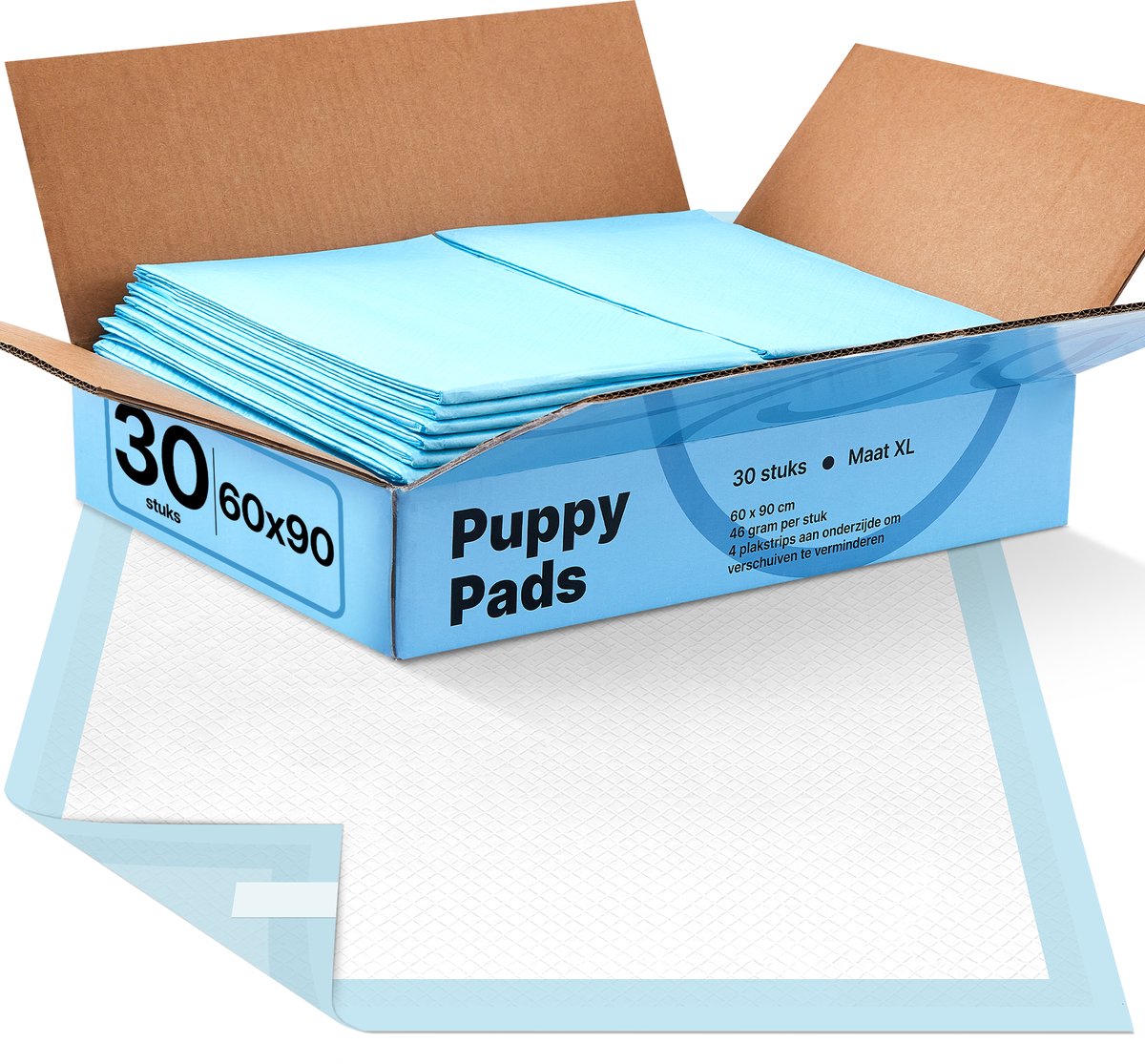 Jake and Jacky Puppy Training Pads 60 x 90 cm - 30 Stuks - met Plakstrip - Zindelijkheidstraining Hond - Hondentoilet - Plasmatjes Hond - Plasdoeken - Puppydoeken - Puppy Matjes Extra Groot