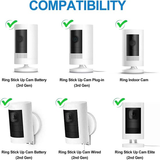 2-delige - 360° verstelbare camerabeugel - Camera-accessoires - Muurbeugel voor binnen/buiten - Compatibel met Ring Stick Up Cam en Ring Outdoor Cam Plus - Wit 9,5 x 7,6 cm van Merkloos — afbeelding 2