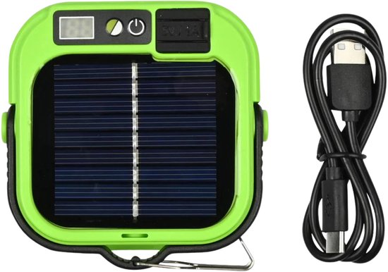 Benson Survival powerbank met lamp - zonne-energie - oplaadbaar - groen - preppen/noodpakket/outdoor/vakantie — afbeelding 4