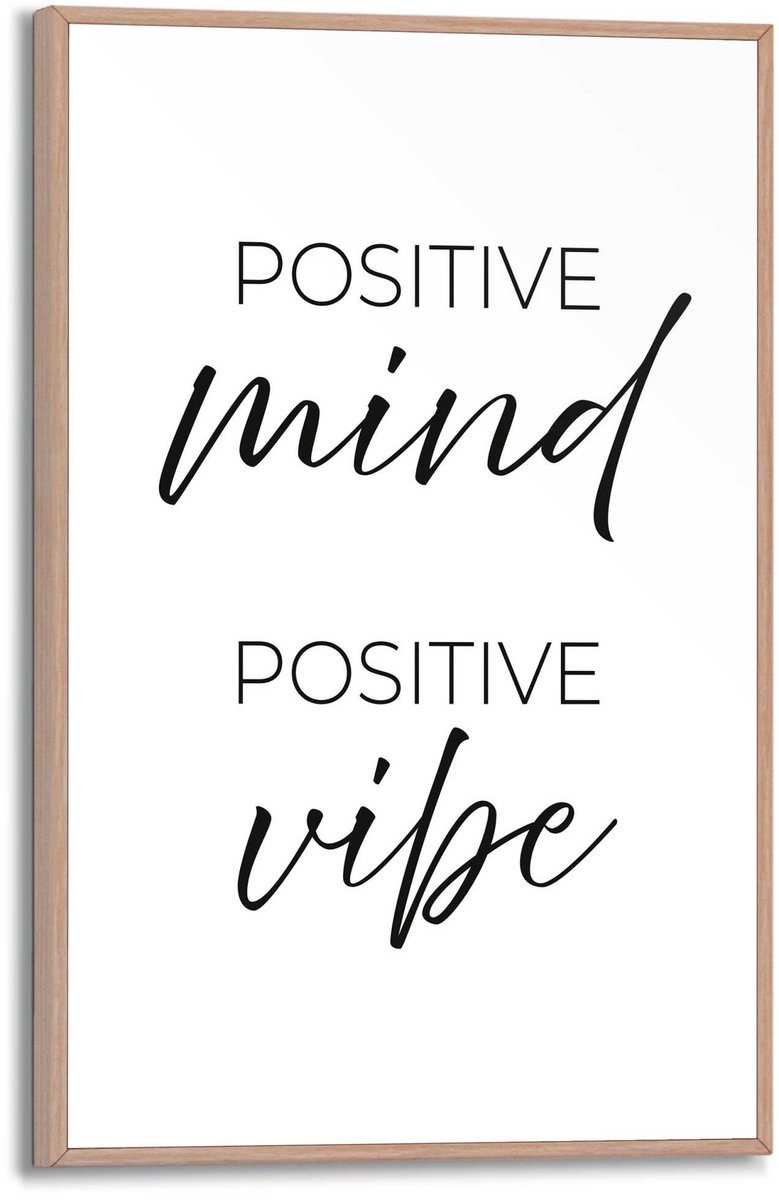 REINDERS Schilderij Positive Vibes - 30 x 20 - Hout - REINDERS Zwart-Wit Hout