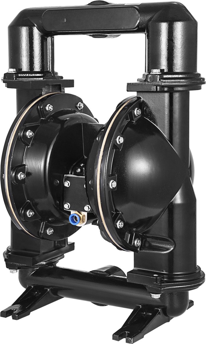 Luchtaangedreven dubbele membraanpomp, 2" in-/uitlaat, aluminium behuizing, 158,4 GPM, max. 120 PSI, nitrilmembraan voor aardolie, diesel, olie en vloeistoffen
