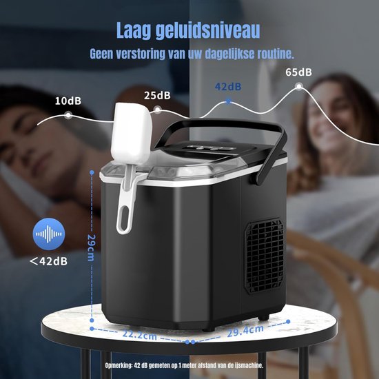 AMA® Ijsblokjesmachine - Zelfreinigende Ijsblokjesmaker, Ijsblokmaker - Draagbaar met Handvat - 22.5x29x29.5cm van Merkloos — afbeelding 3