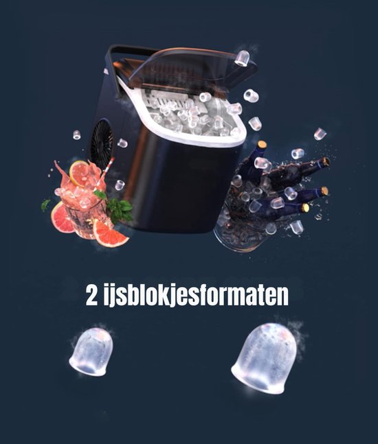 AMA® Ijsblokjesmachine - Zelfreinigende Ijsblokjesmaker - Kleine Ijsblokjesmachine - Zwart - 29.4x22.2x29cm van Merkloos — afbeelding 5