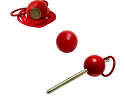 Boulemaus - Jeu de Boules - Bouleset - Kleur rood - 1 Magneet - krachtige magnetische bouleopraper in de vorm van but met koord – 4 kg - 1 Traceur de Terrain -V2A roestvrij staal- 1 but