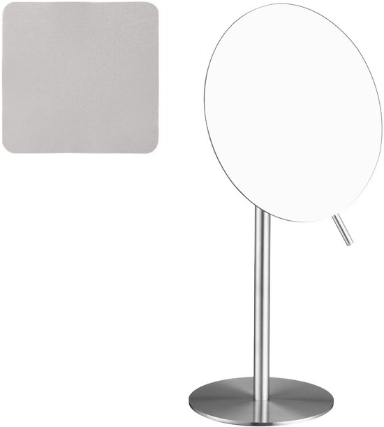 Behave RVS Make up spiegel - 3x Vergrotend - Minimalistisch design - Premium microvezeldoek - Zilverkleur - 32 x 17 cm